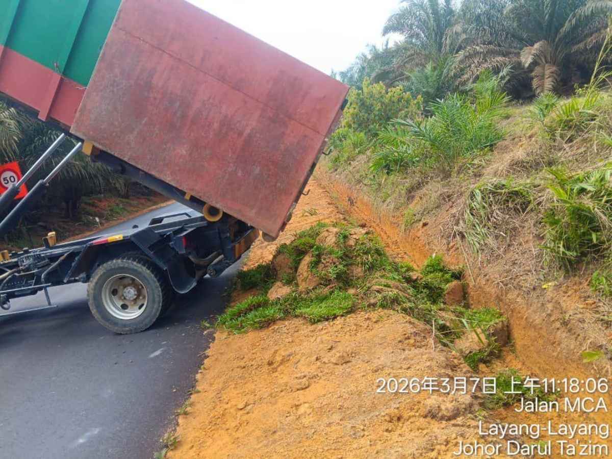 Penghantaran rumput kuantiti besar ke tapak projek